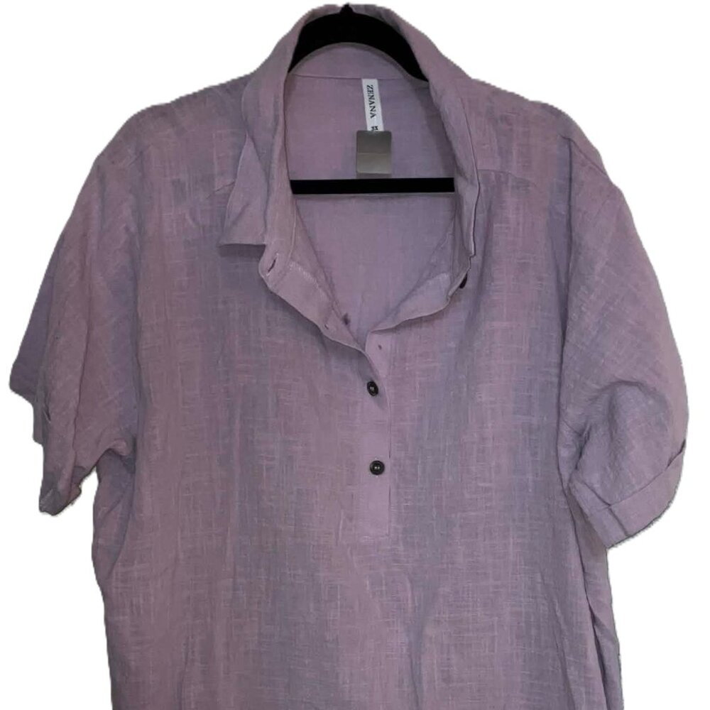 Zenana Short Sleeve Women's Blouse Purple Size 3X New-with-Tag